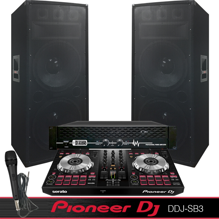 dj controller and speakers